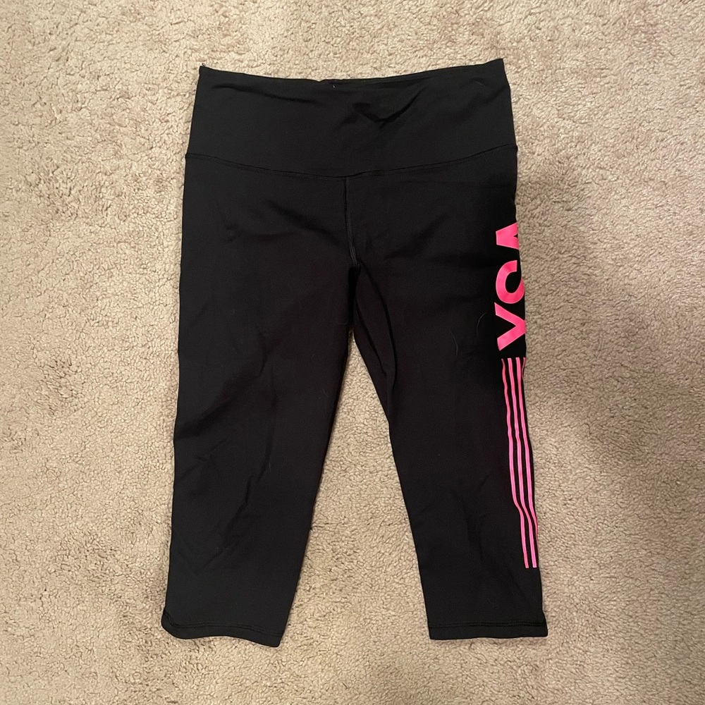 Victoria's Secret Black Leggings with Pink Logo